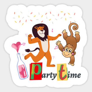 Party Time - Lion - Monkey Sticker